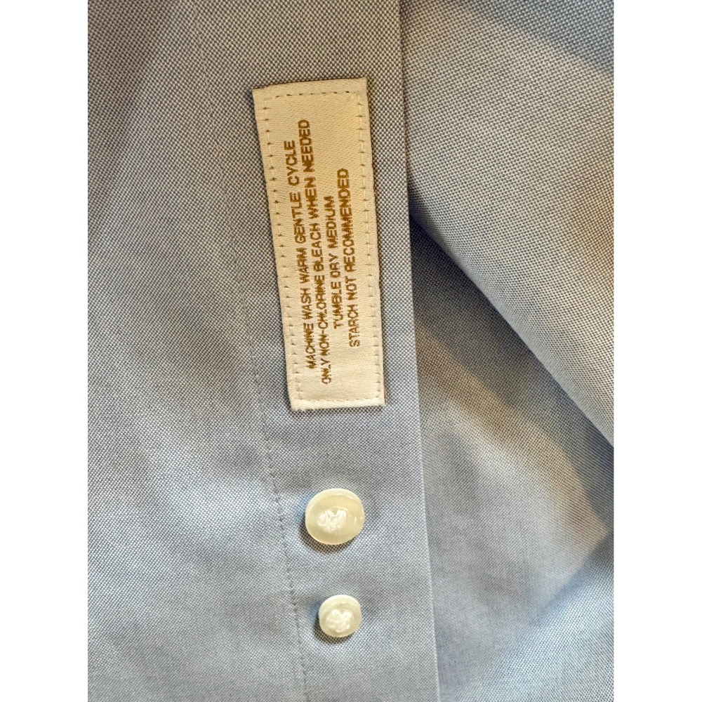 Roundtree & Yorke Gold Label Shirt Mens 15.5 34 Blue Non-Iron Pinpoint Oxford - Picture 4 of 13